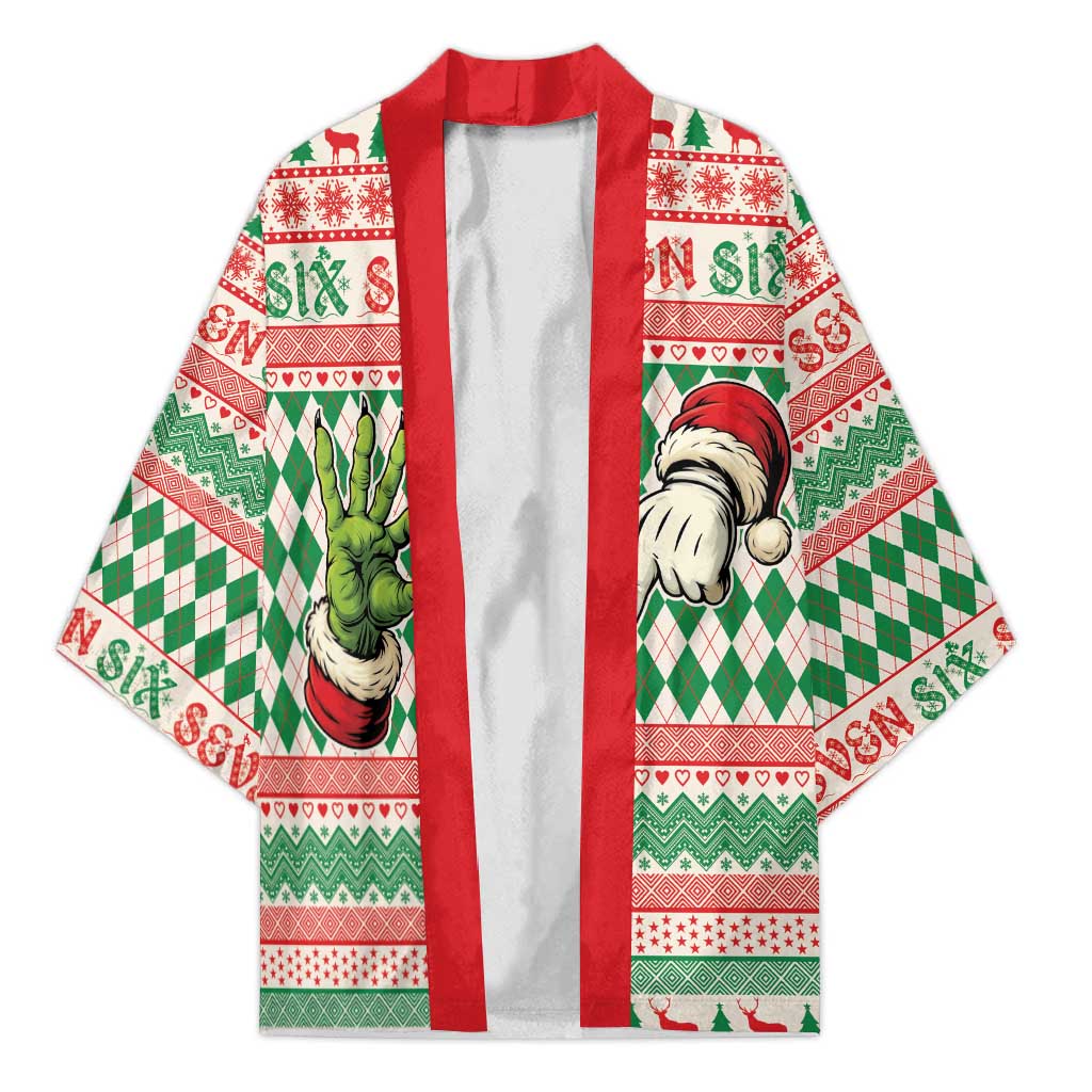 Six Seven Meme Personalized Kimono Funny Green Hand Christmas - Wonder Print Shop
