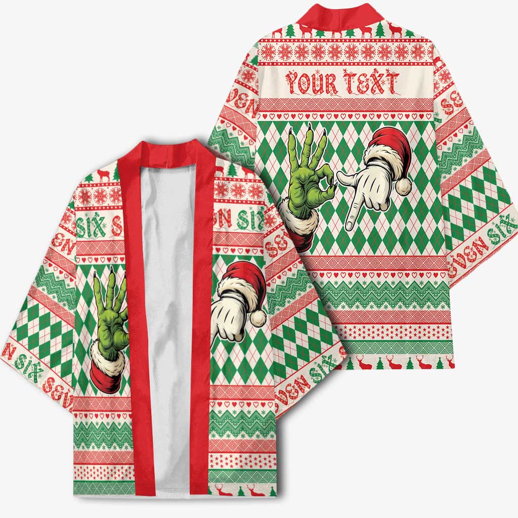 Six Seven Meme Personalized Kimono Funny Green Hand Christmas - Wonder Print Shop