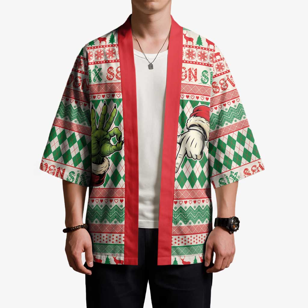 Six Seven Meme Personalized Kimono Funny Green Hand Christmas - Wonder Print Shop