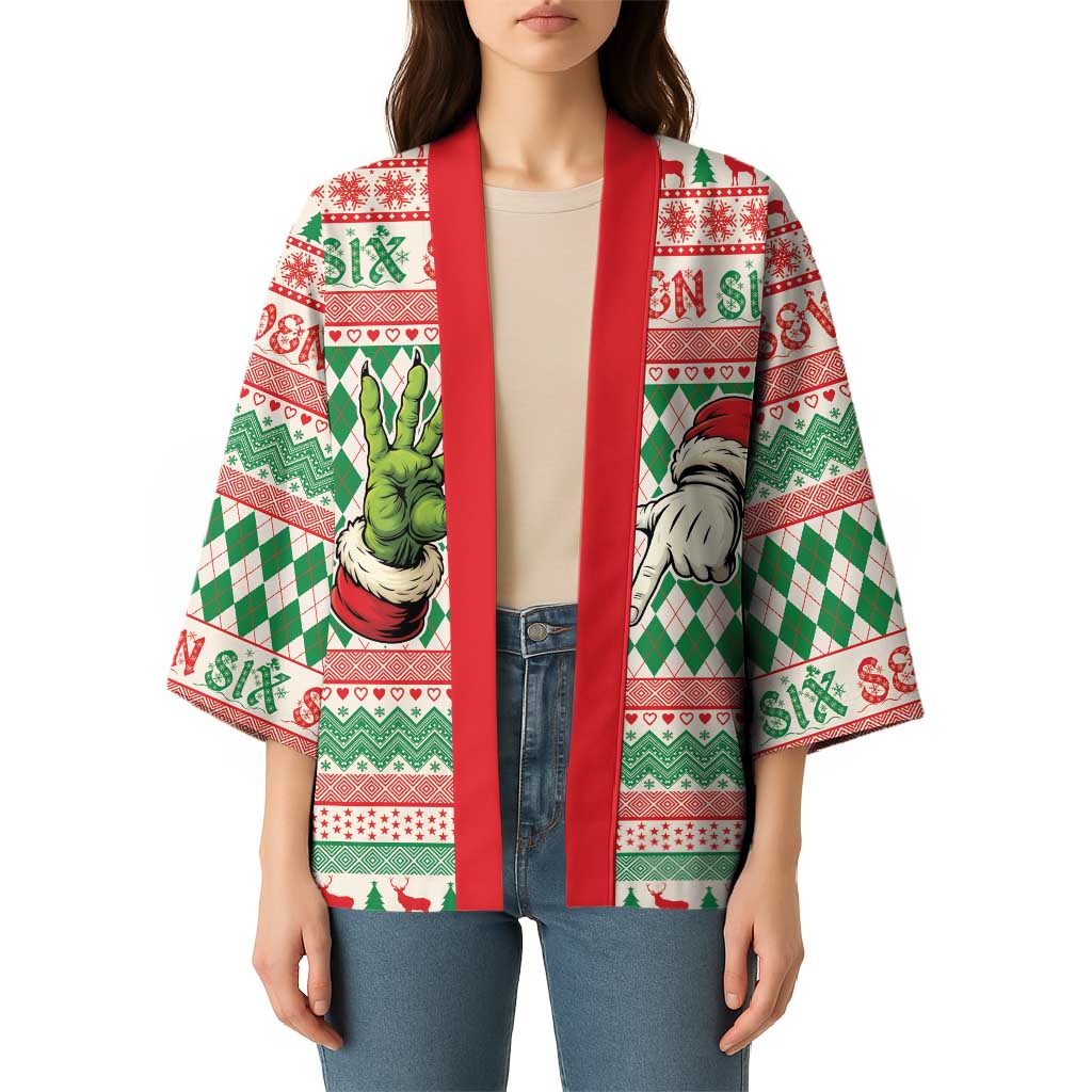 Six Seven Meme Personalized Kimono Funny Green Hand Christmas - Wonder Print Shop