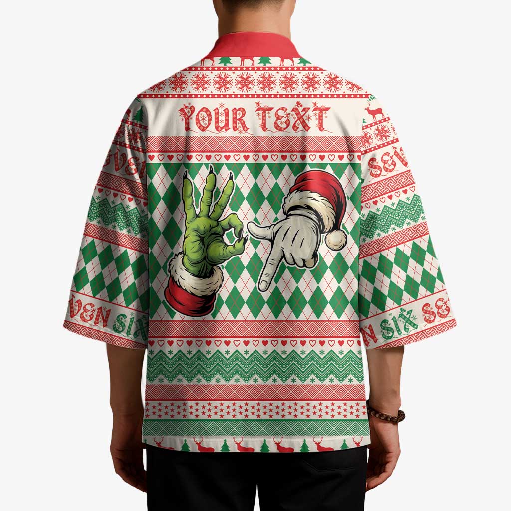 Six Seven Meme Personalized Kimono Funny Green Hand Christmas - Wonder Print Shop