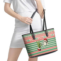 Six Seven Meme Leather Tote Bag Funny Green Hand Christmas - Wonder Print Shop
