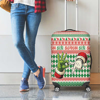 Six Seven Meme Luggage Cover Funny Green Hand Christmas - Wonder Print Shop