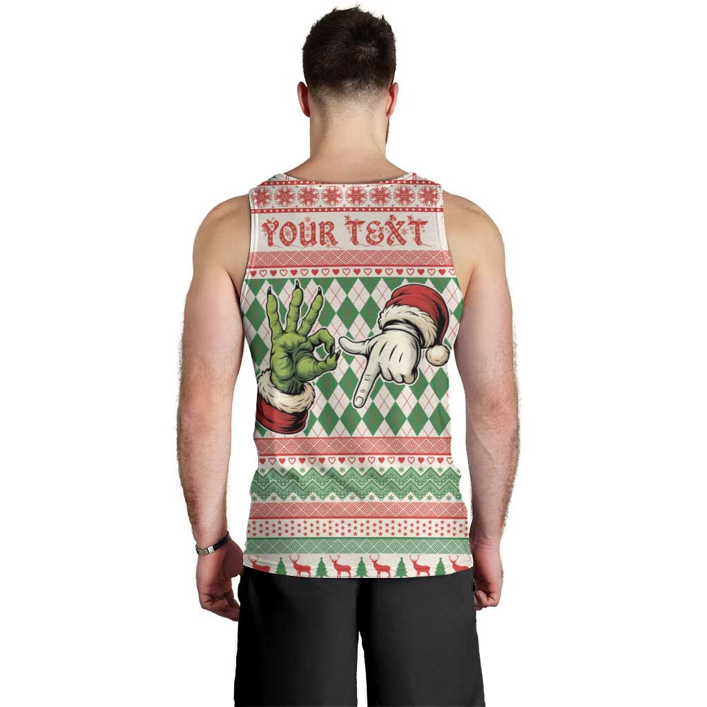 Six Seven Meme Personalized Men Tank Top Funny Green Hand Christmas - Wonder Print Shop