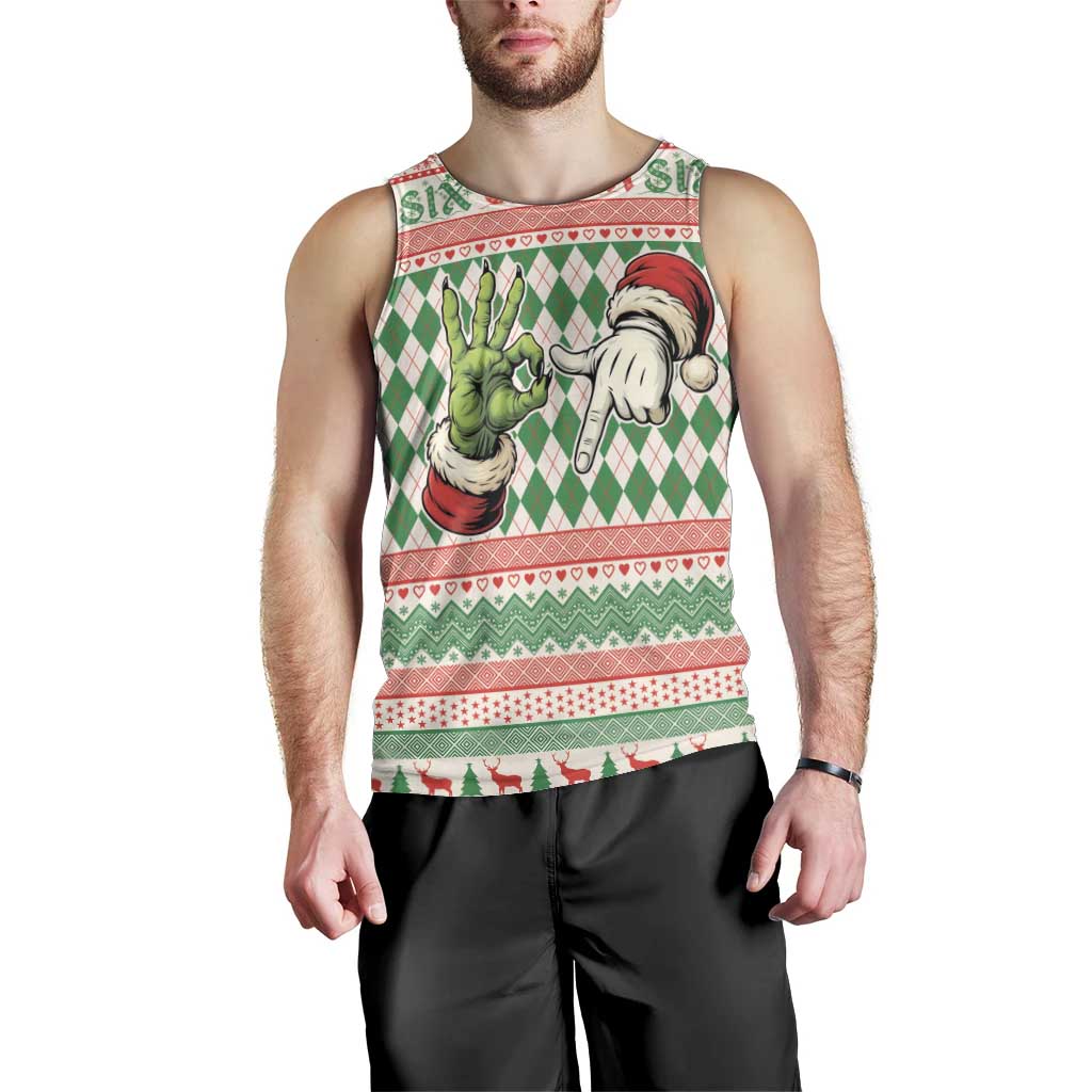 Six Seven Meme Personalized Men Tank Top Funny Green Hand Christmas - Wonder Print Shop