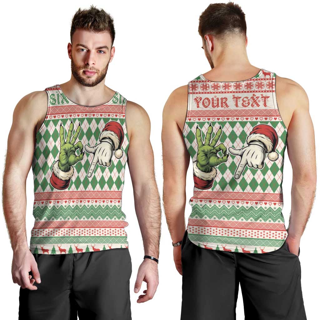 Six Seven Meme Personalized Men Tank Top Funny Green Hand Christmas - Wonder Print Shop