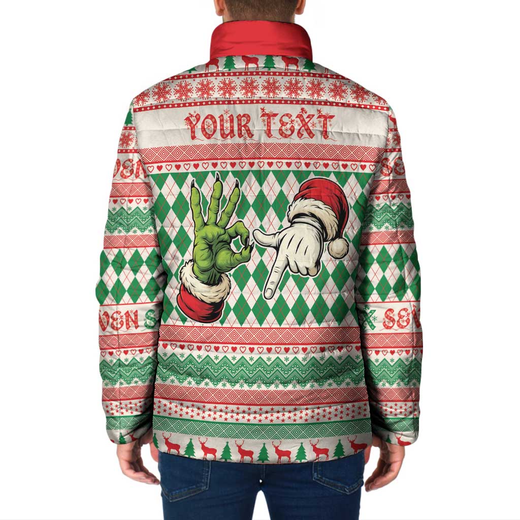 Six Seven Meme Personalized Padded Jacket Funny Green Hand Christmas - Wonder Print Shop
