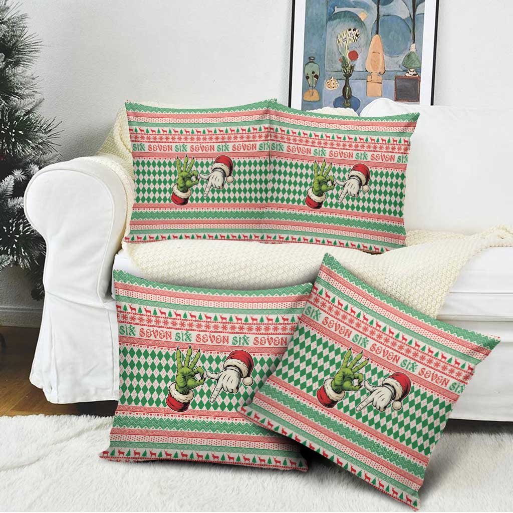 Six Seven Meme Pillow Cover Funny Green Hand Christmas - Wonder Print Shop