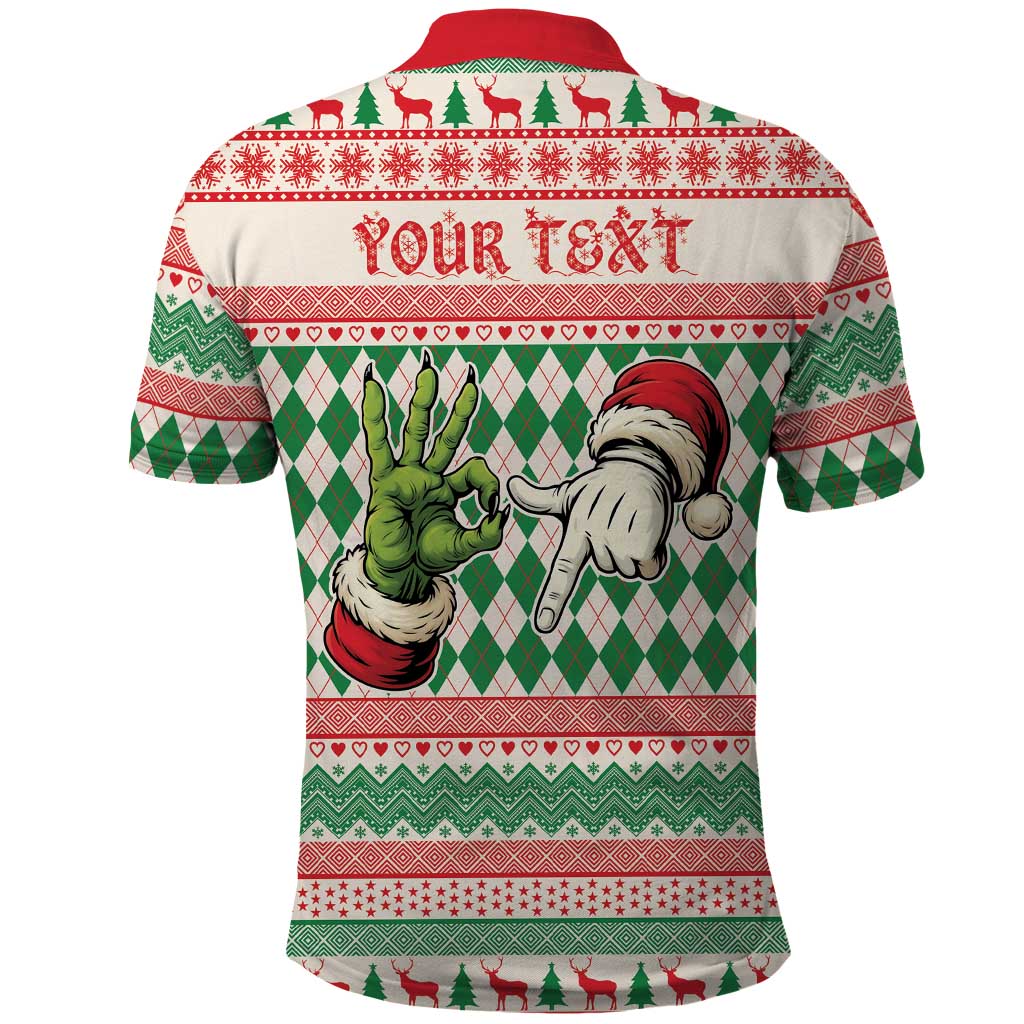Six Seven Meme Personalized Polo Shirt Funny Green Hand Christmas - Wonder Print Shop