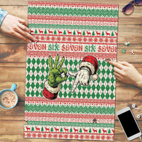 Six Seven Meme Puzzle Funny Green Hand Christmas - Wonder Print Shop