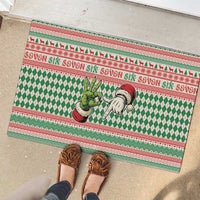 Six Seven Meme Rubber Doormat Funny Green Hand Christmas - Wonder Print Shop