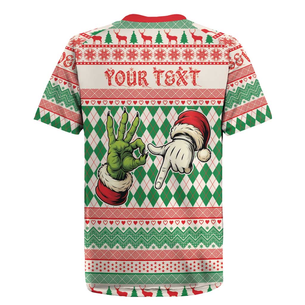 Six Seven Meme Personalized Rugby Jersey Funny Green Hand Christmas - Wonder Print Shop