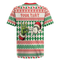 Six Seven Meme Personalized Rugby Jersey Funny Green Hand Christmas - Wonder Print Shop