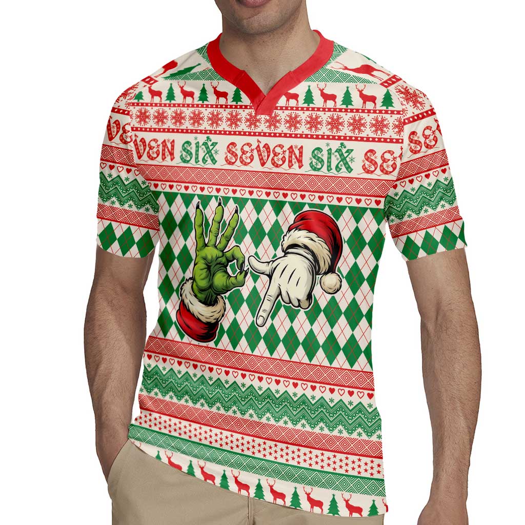 Six Seven Meme Personalized Rugby Jersey Funny Green Hand Christmas - Wonder Print Shop