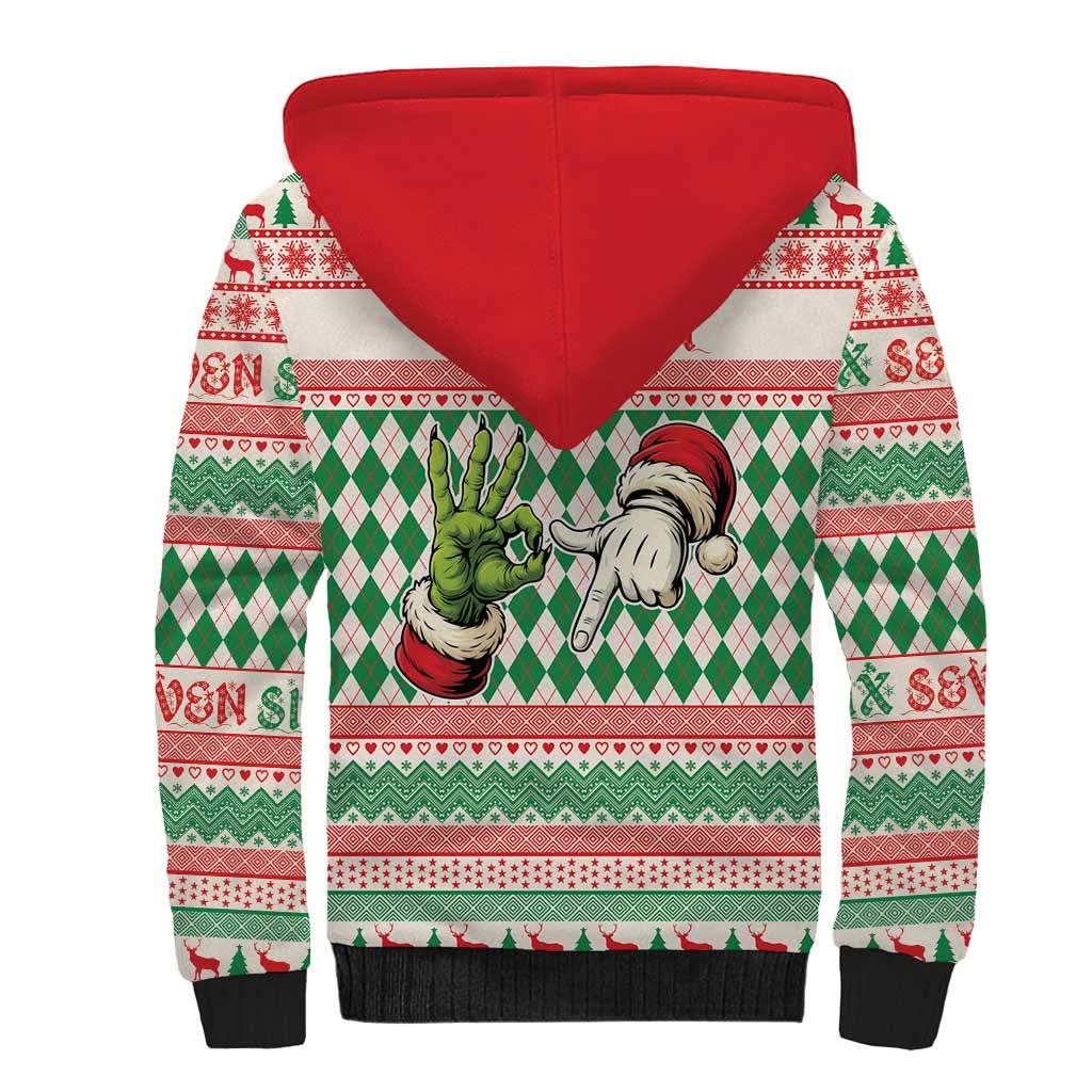 Six Seven Meme Personalized Sherpa Hoodie Funny Green Hand Christmas - Wonder Print Shop