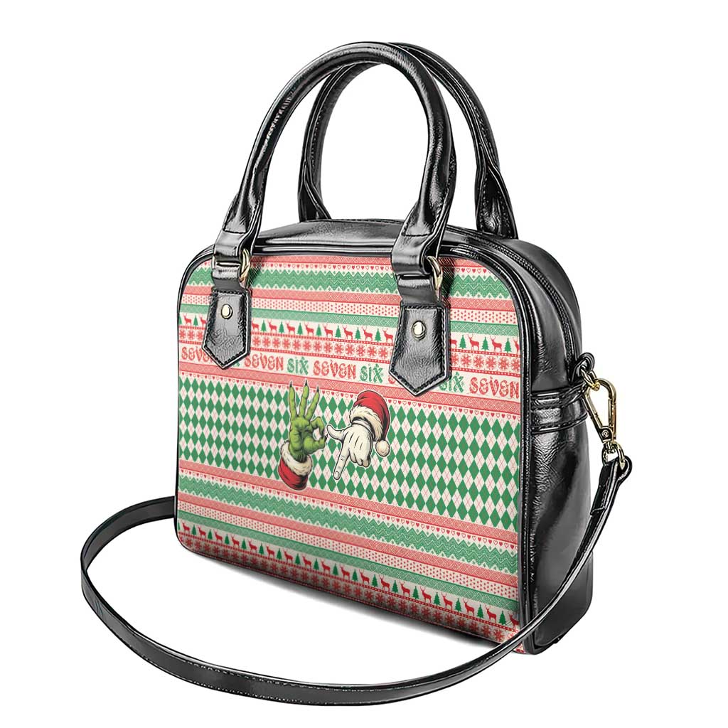 Six Seven Meme Shoulder Handbag Funny Green Hand Christmas - Wonder Print Shop