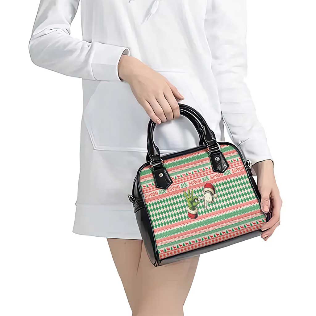 Six Seven Meme Shoulder Handbag Funny Green Hand Christmas - Wonder Print Shop