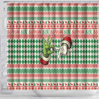 Six Seven Meme Shower Curtain Funny Green Hand Christmas - Wonder Print Shop