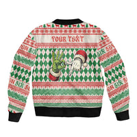 Six Seven Meme Personalized Sleeve Zip Bomber Jacket Funny Green Hand Christmas - Wonder Print Shop