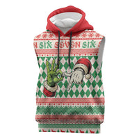 Six Seven Meme Personalized Sleeveless Hoodie Funny Green Hand Christmas - Wonder Print Shop