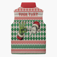 Six Seven Meme Personalized Sleeveless Puffer Jacket Funny Green Hand Christmas - Wonder Print Shop
