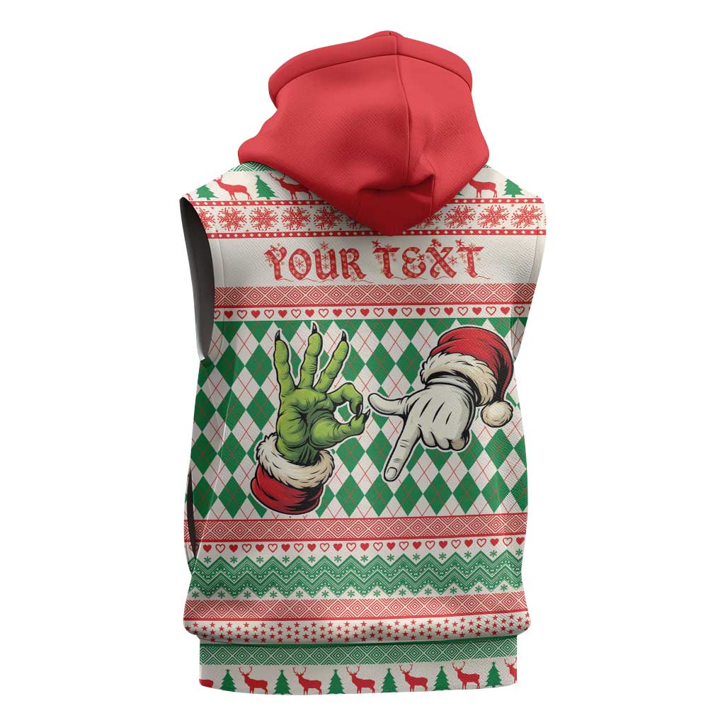 Six Seven Meme Personalized Sleeveless Zip Hoodie Funny Green Hand Christmas - Wonder Print Shop