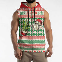 Six Seven Meme Personalized Sleeveless Zip Hoodie Funny Green Hand Christmas - Wonder Print Shop
