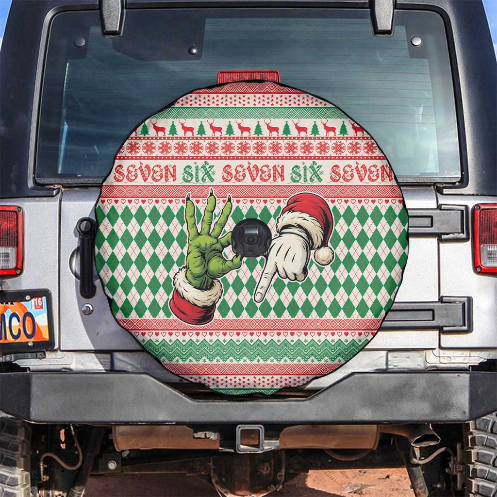 Six Seven Meme Spare Tire Cover Funny Green Hand Christmas - Wonder Print Shop