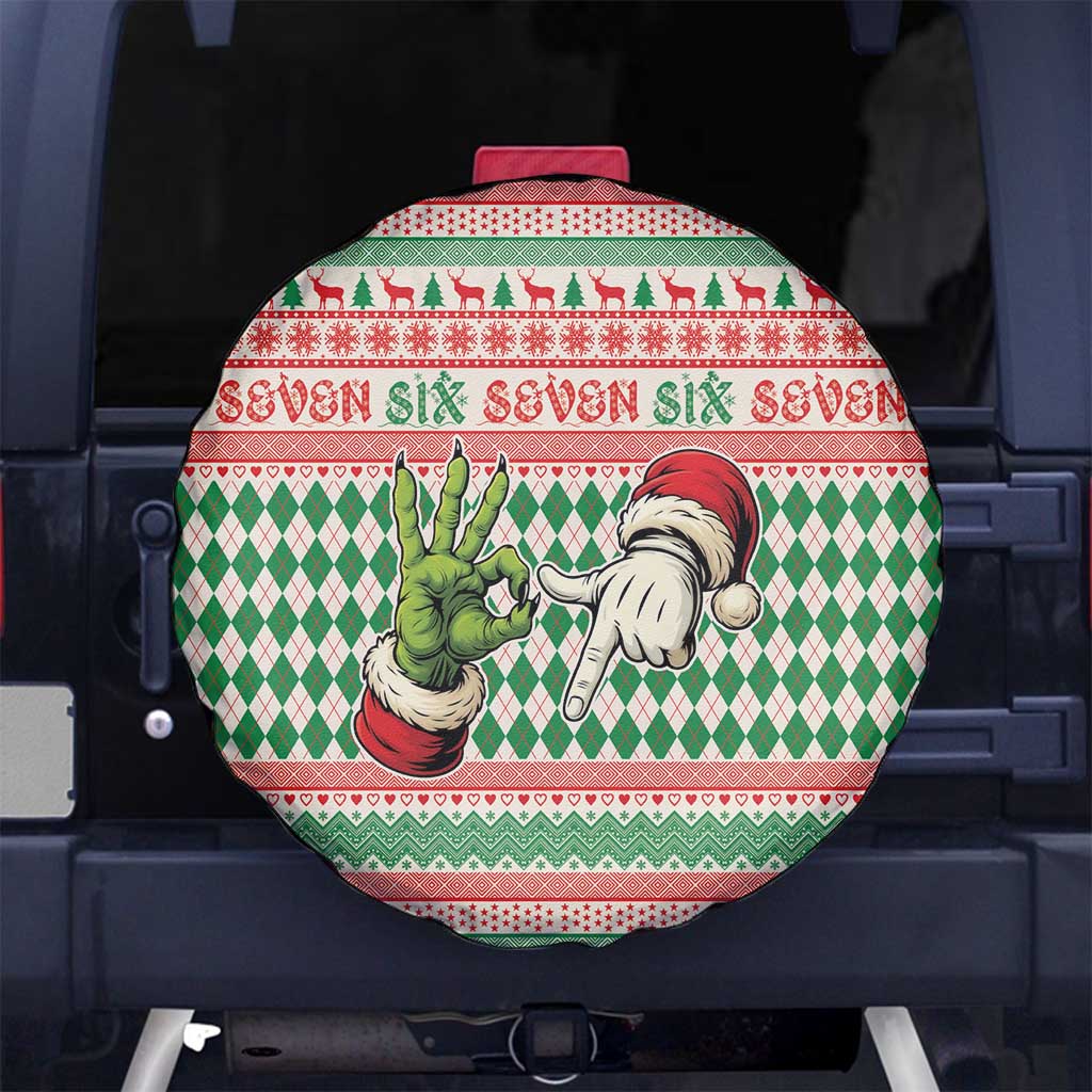 Six Seven Meme Spare Tire Cover Funny Green Hand Christmas - Wonder Print Shop