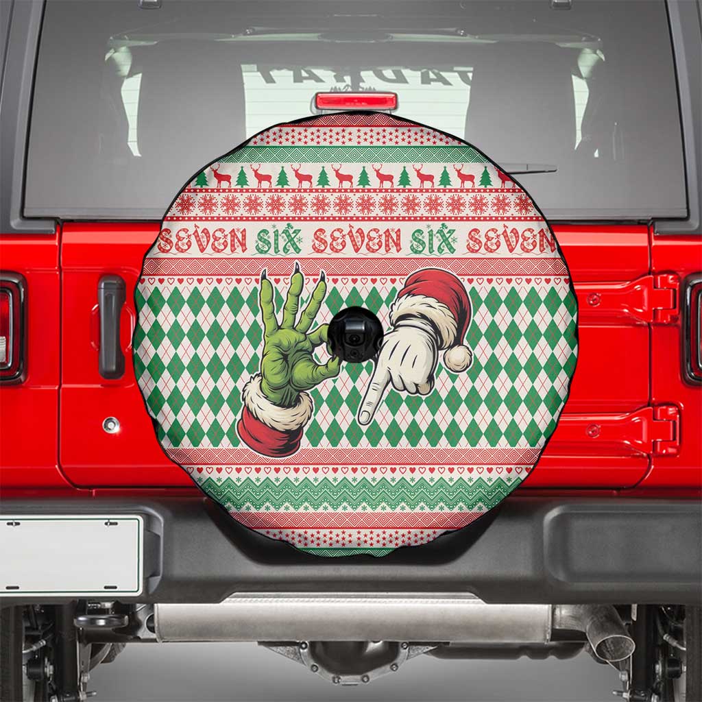 Six Seven Meme Spare Tire Cover Funny Green Hand Christmas - Wonder Print Shop