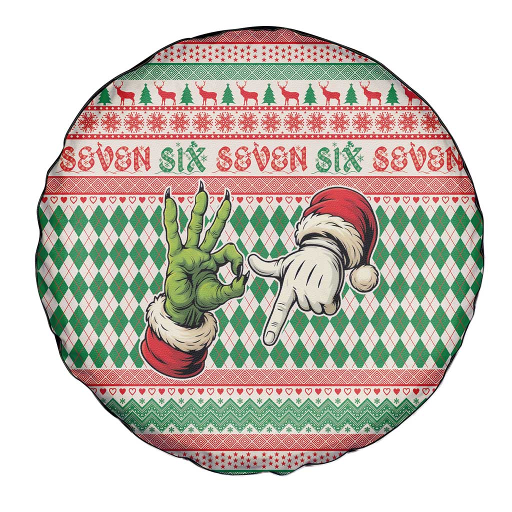 Six Seven Meme Spare Tire Cover Funny Green Hand Christmas - Wonder Print Shop