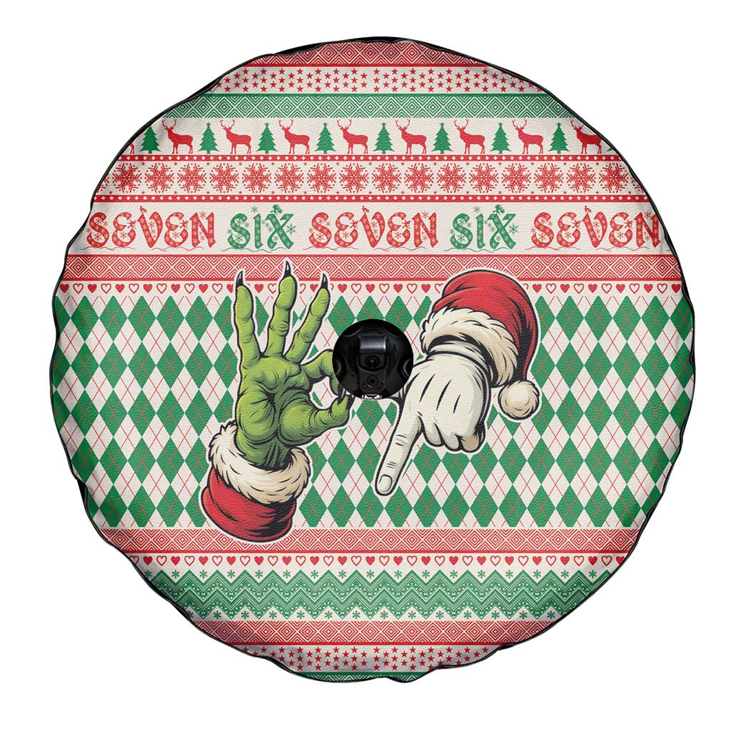 Six Seven Meme Spare Tire Cover Funny Green Hand Christmas - Wonder Print Shop