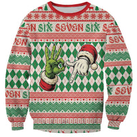 Six Seven Meme Personalized Sweatshirt Funny Green Hand Christmas - Wonder Print Shop