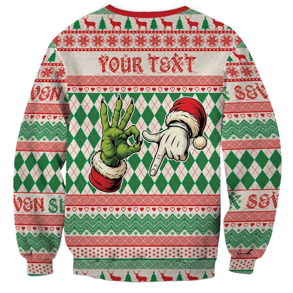 Six Seven Meme Personalized Sweatshirt Funny Green Hand Christmas - Wonder Print Shop