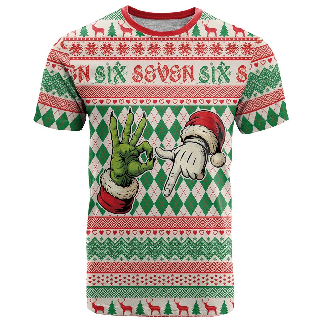 Six Seven Meme Personalized T Shirt Funny Green Hand Christmas - Wonder Print Shop