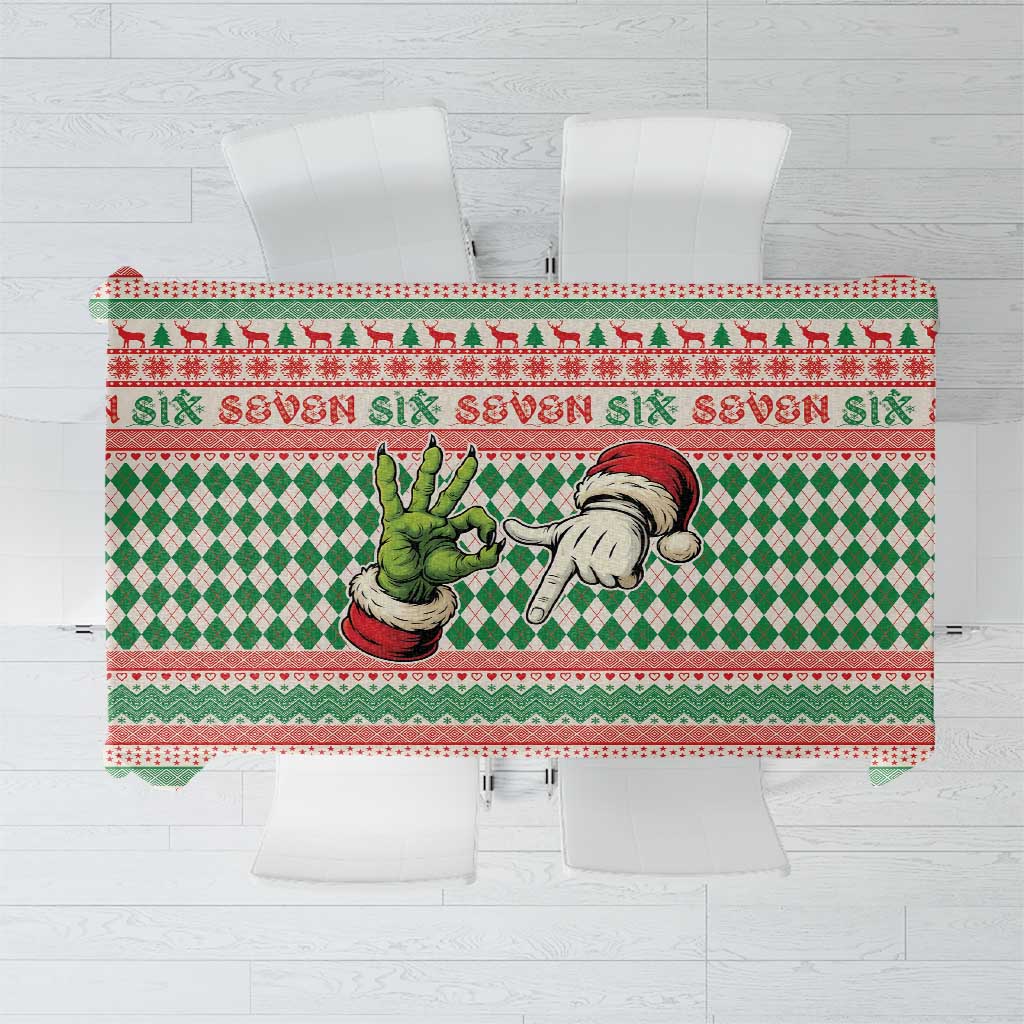 Six Seven Meme Tablecloth Funny Green Hand Christmas - Wonder Print Shop