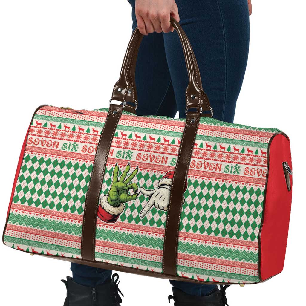Six Seven Meme Travel Bag Funny Green Hand Christmas - Wonder Print Shop