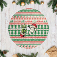 Six Seven Meme Tree Skirt Funny Green Hand Christmas - Wonder Print Shop