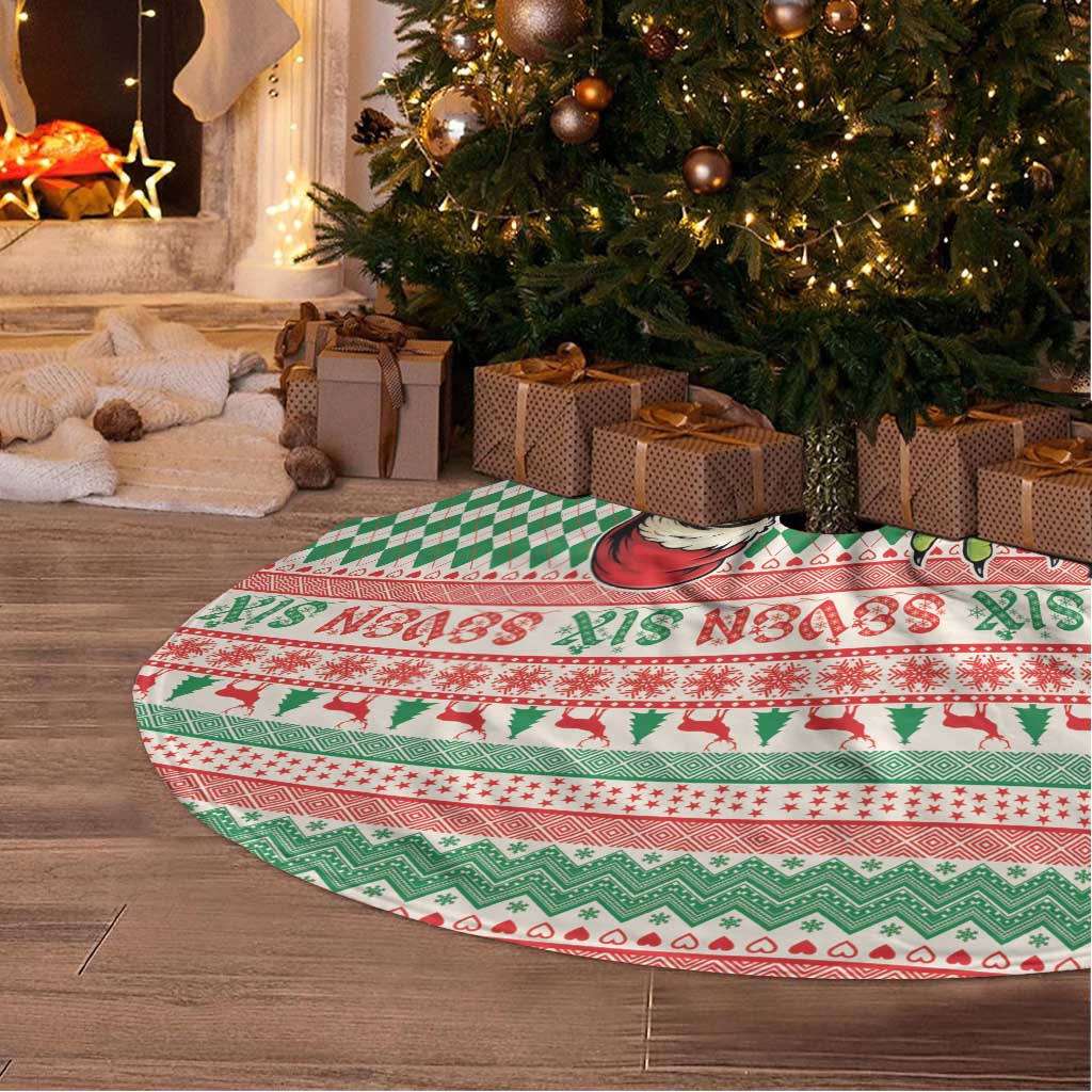 Six Seven Meme Tree Skirt Funny Green Hand Christmas - Wonder Print Shop