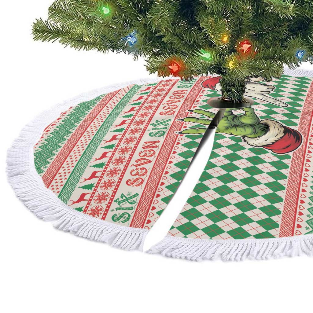 Six Seven Meme Tree Skirt Funny Green Hand Christmas - Wonder Print Shop