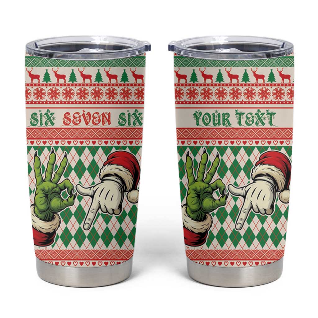 Six Seven Meme Personalized Tumbler Cup Funny Green Hand Christmas - Wonder Print Shop