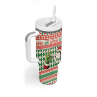 Six Seven Meme Personalized Tumbler With Handle Funny Green Hand Christmas - Wonder Print Shop