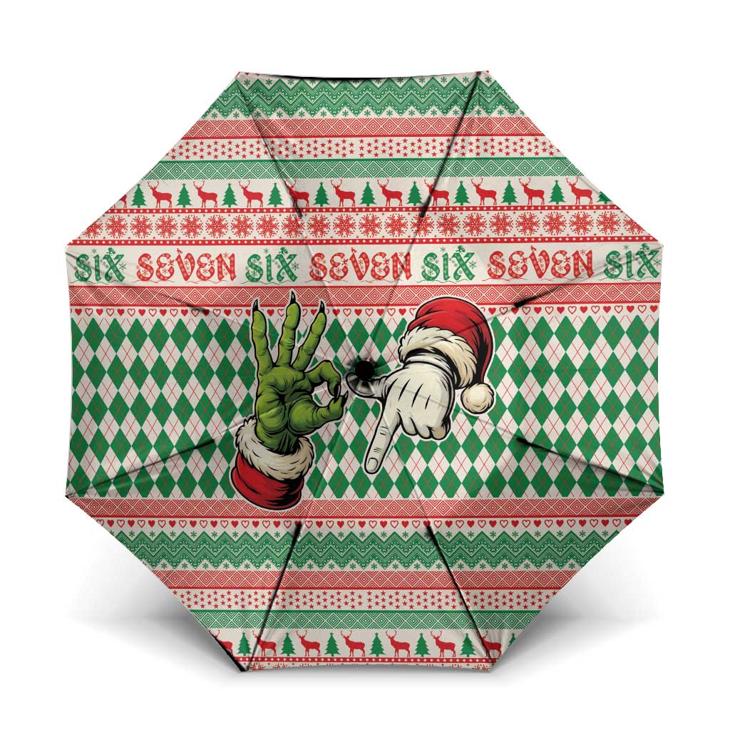 Six Seven Meme Umbrella Funny Green Hand Christmas - Wonder Print Shop