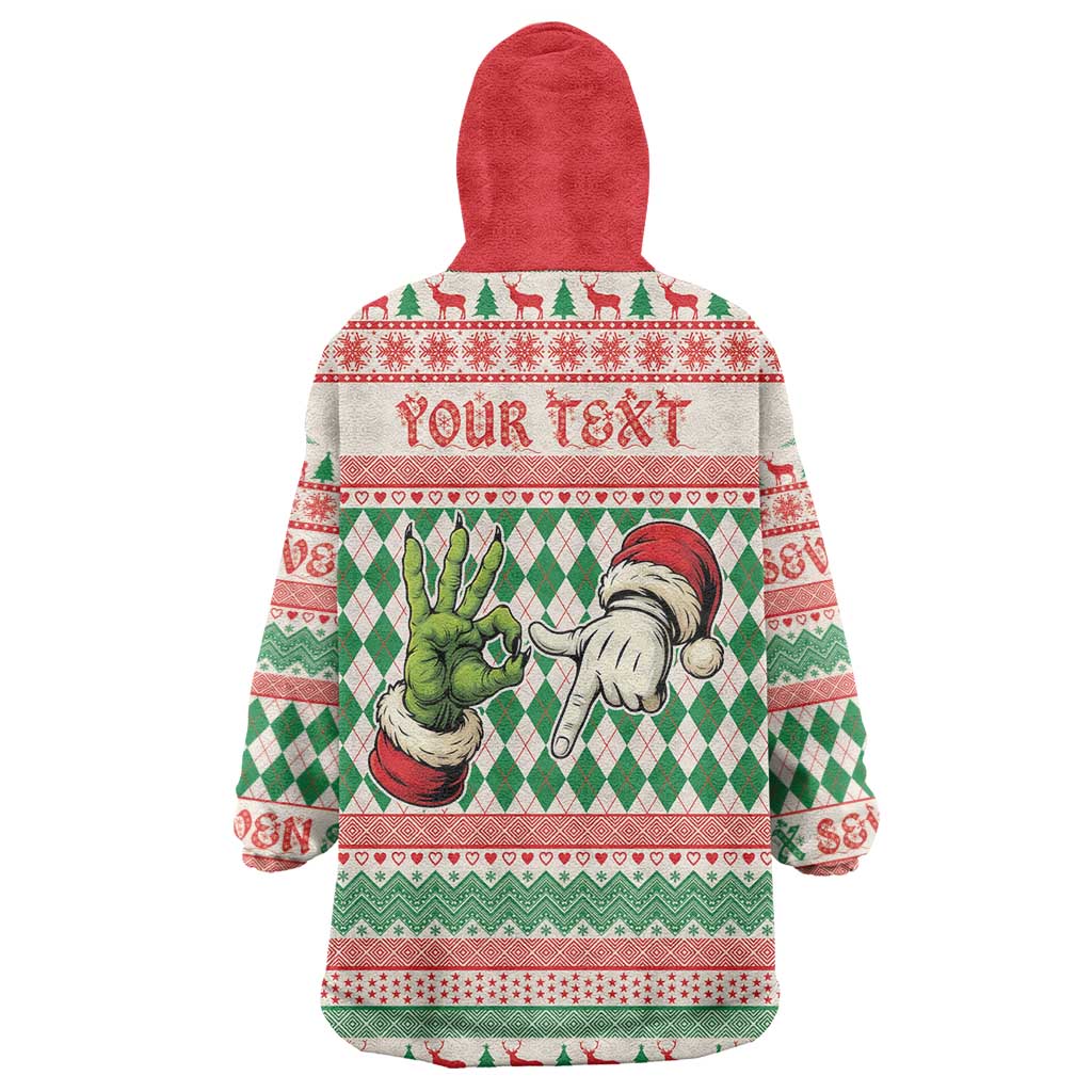 Six Seven Meme Personalized Wearable Blanket Hoodie Funny Green Hand Christmas - Wonder Print Shop