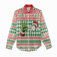 Six Seven Meme Personalized Women Casual Shirt Funny Green Hand Christmas - Wonder Print Shop