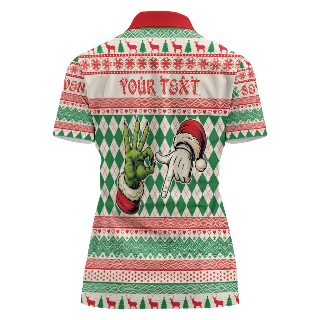 Six Seven Meme Personalized Women Polo Shirt Funny Green Hand Christmas - Wonder Print Shop