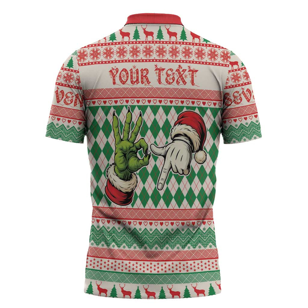 Six Seven Meme Personalized Zipper Polo Shirt Funny Green Hand Christmas - Wonder Print Shop