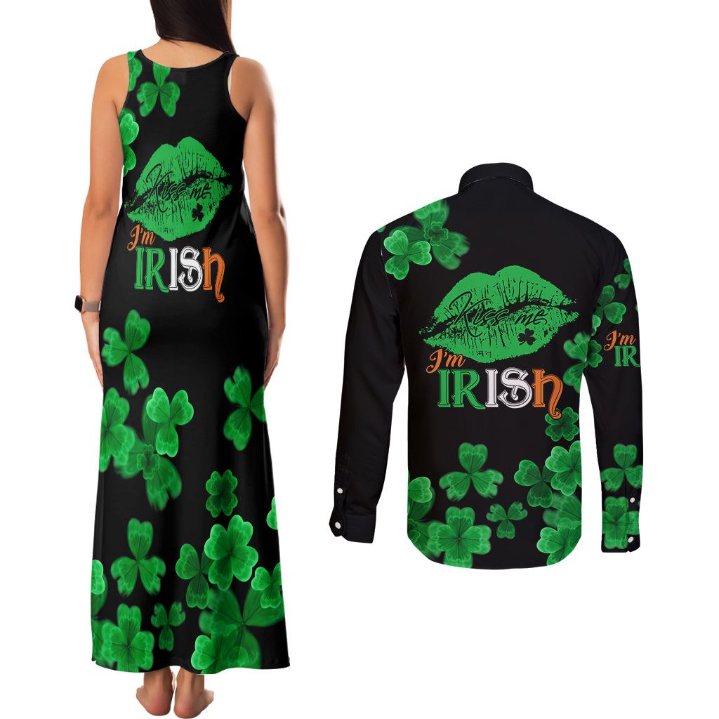 Kiss Me Im Irish St Patricks Day Couples Matching Tank Maxi Dress and Long Sleeve Button Shirt LT9 - Wonder Print Shop