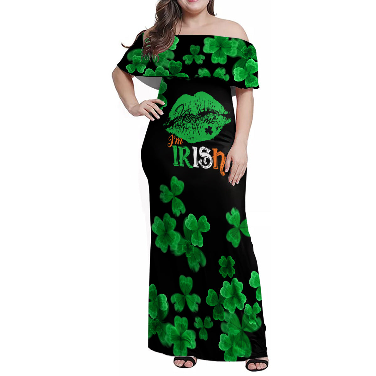 Kiss Me Im Irish St Patricks Day Family Matching Off Shoulder Maxi Dress and Hawaiian Shirt LT9 - Wonder Print Shop