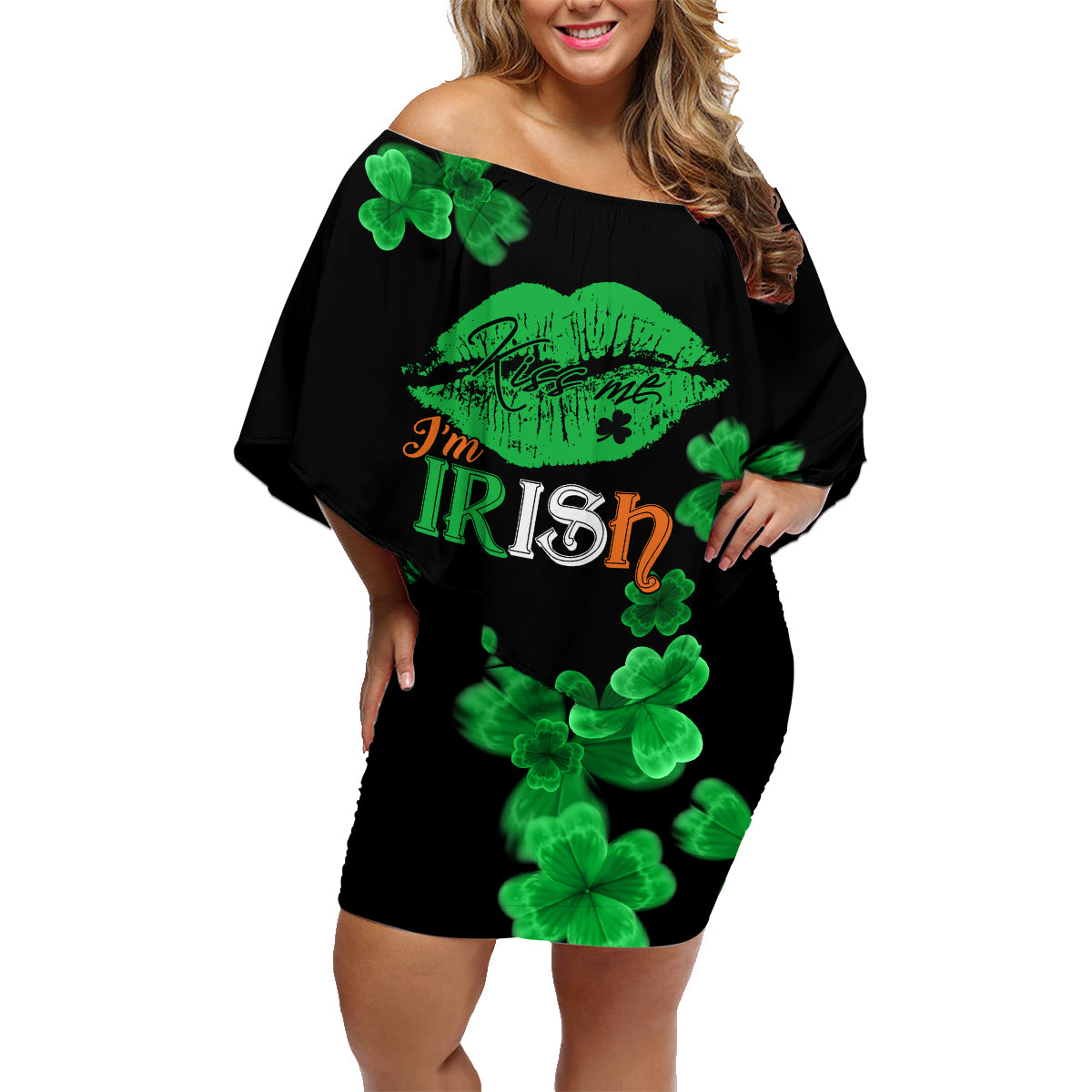 Kiss Me Im Irish St Patricks Day Family Matching Off Shoulder Short Dress and Hawaiian Shirt LT9 - Wonder Print Shop